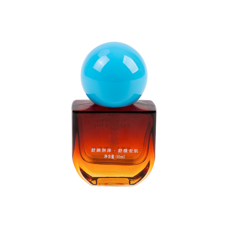 30 ml -es borostyángát üveg égbakkék kupakkal