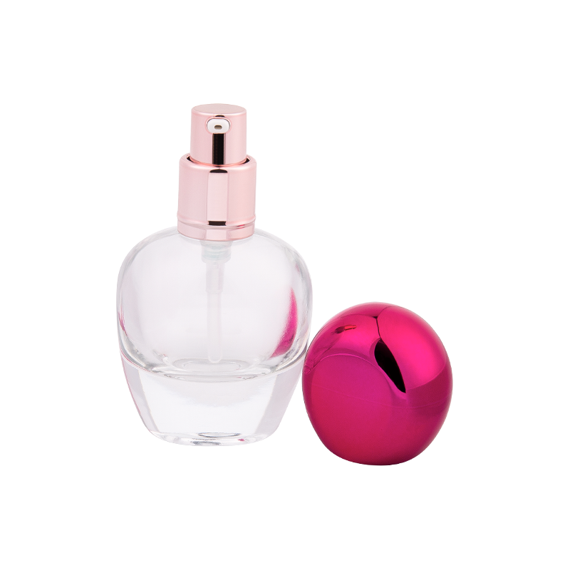 30 ml üveg parfümös palack fém rózsaszín abs sapkával